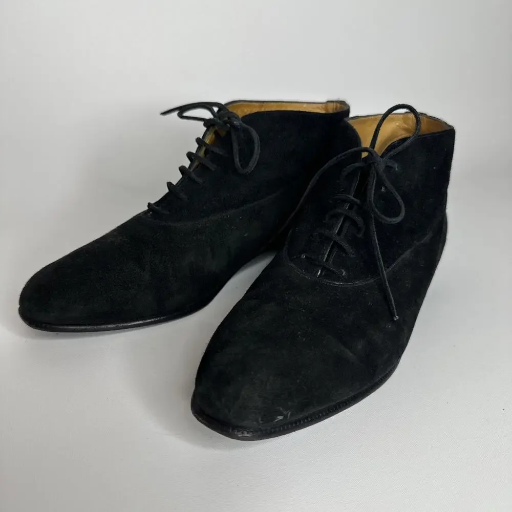 Dieter Kuckelkorn Womens Black Suede Laced Ankle Boots Size 4.5 EUR 35 Handmade